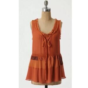 Anthropologie Floreat Rust Colored Silk Blouse